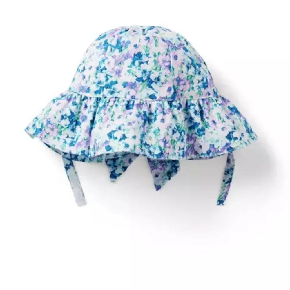 Janie and Jack 100049352 Beau Baby Floral Bow Sun Hat size 0-3 m